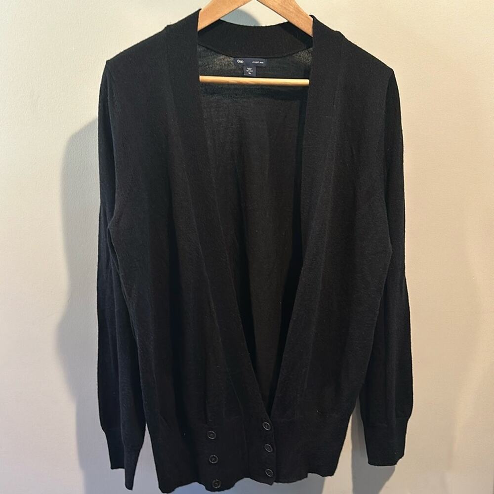 GAP XL Black Ultrasoft Wool Open‎ Front Cardigan Sweater